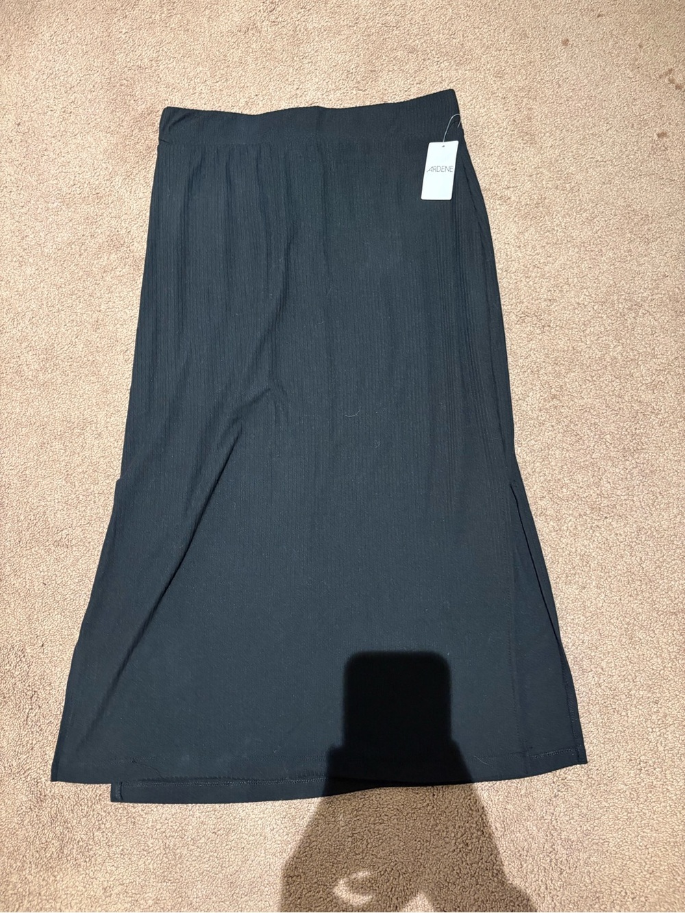 Nwt Ardene Black ribbed Maxi Skirt size xs